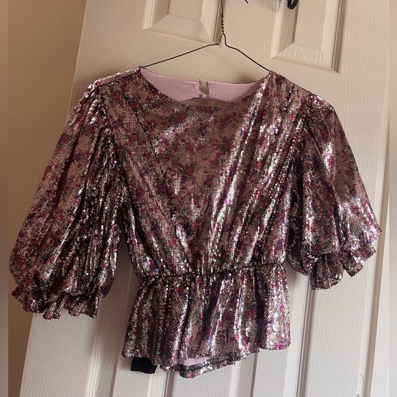 Sister Jane Tops - Sister Jane Pink and Silver Sequin Blouse